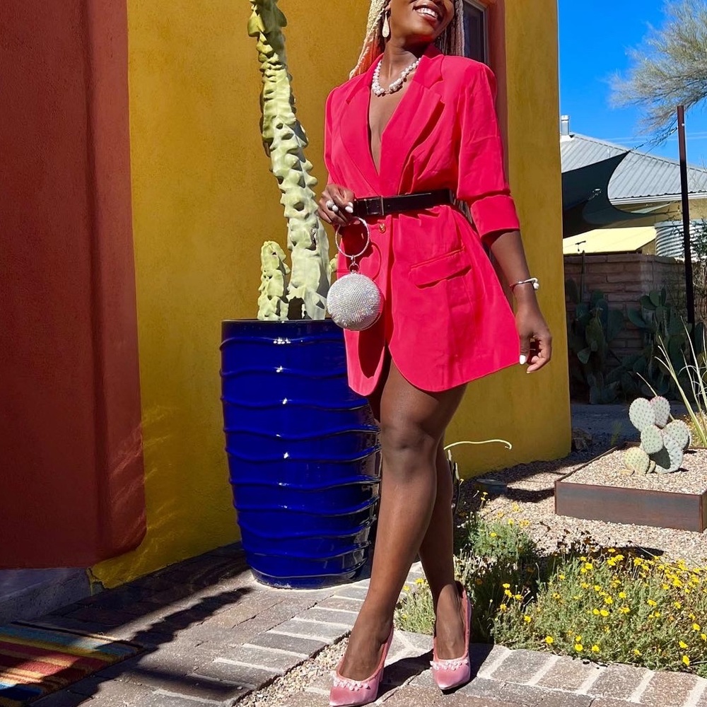 Pink blazer dress